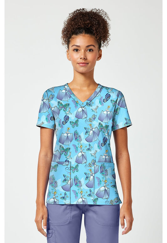 Cinderella Tooniforms Licensed Disney V Neck Scrub Top TF796 PRCF - Scrubs Select