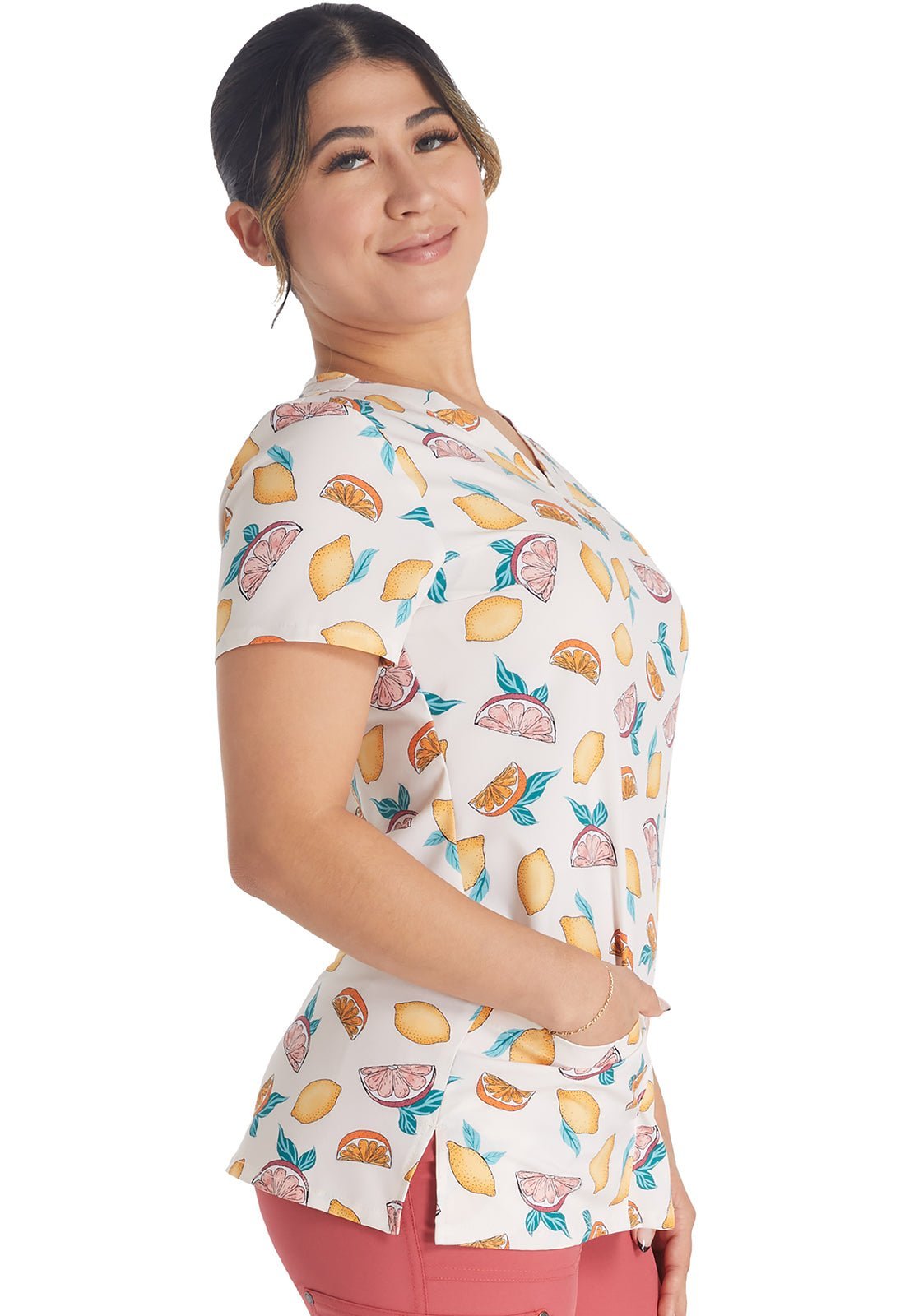 Citrus Grove Dickies Print EDS V Neck Scrub Top DK717 CUGV - Scrubs Select