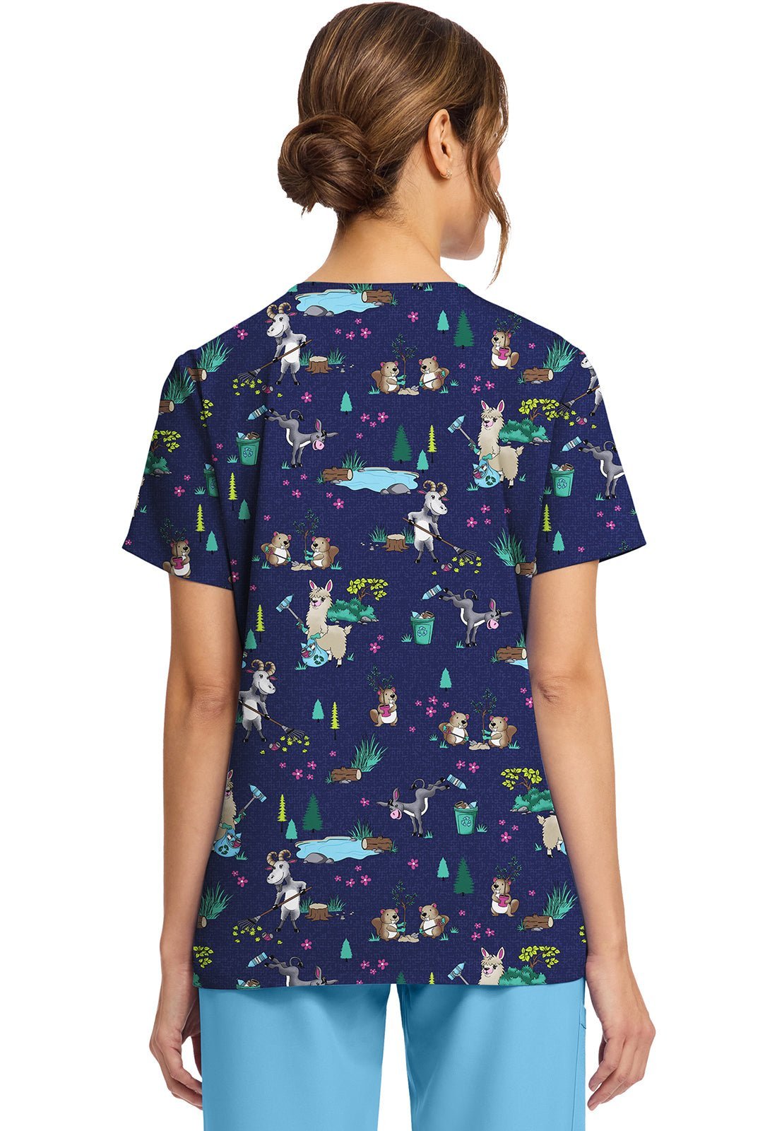 Clean Up Crew Cherokee Print V Neck Scrub Top CK856 CUCW - Scrubs Select