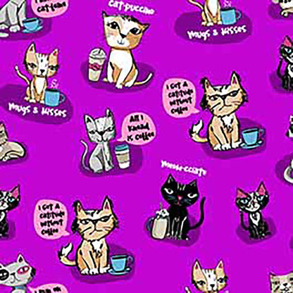 Coffee Talk Cherokee Cat Print V Neck Scrub Top CK857 CFTK - Scrubs Select