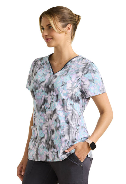 Color Flow Healing Hands Print Scrub V Neck Top 2266 CLFW - Scrubs Select