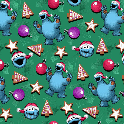 Cookie Monster Tooniforms Licensed Sesame Street Christmas V Neck Scrub Top TF796 SWZC - Scrubs Select