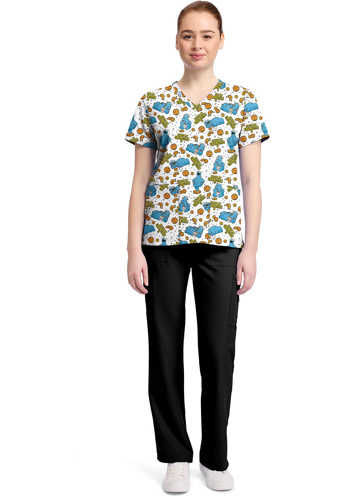Cookie Monster Tooniforms Licensed Sesame Street V Neck Scrub Top TF796 SWCR - Scrubs Select