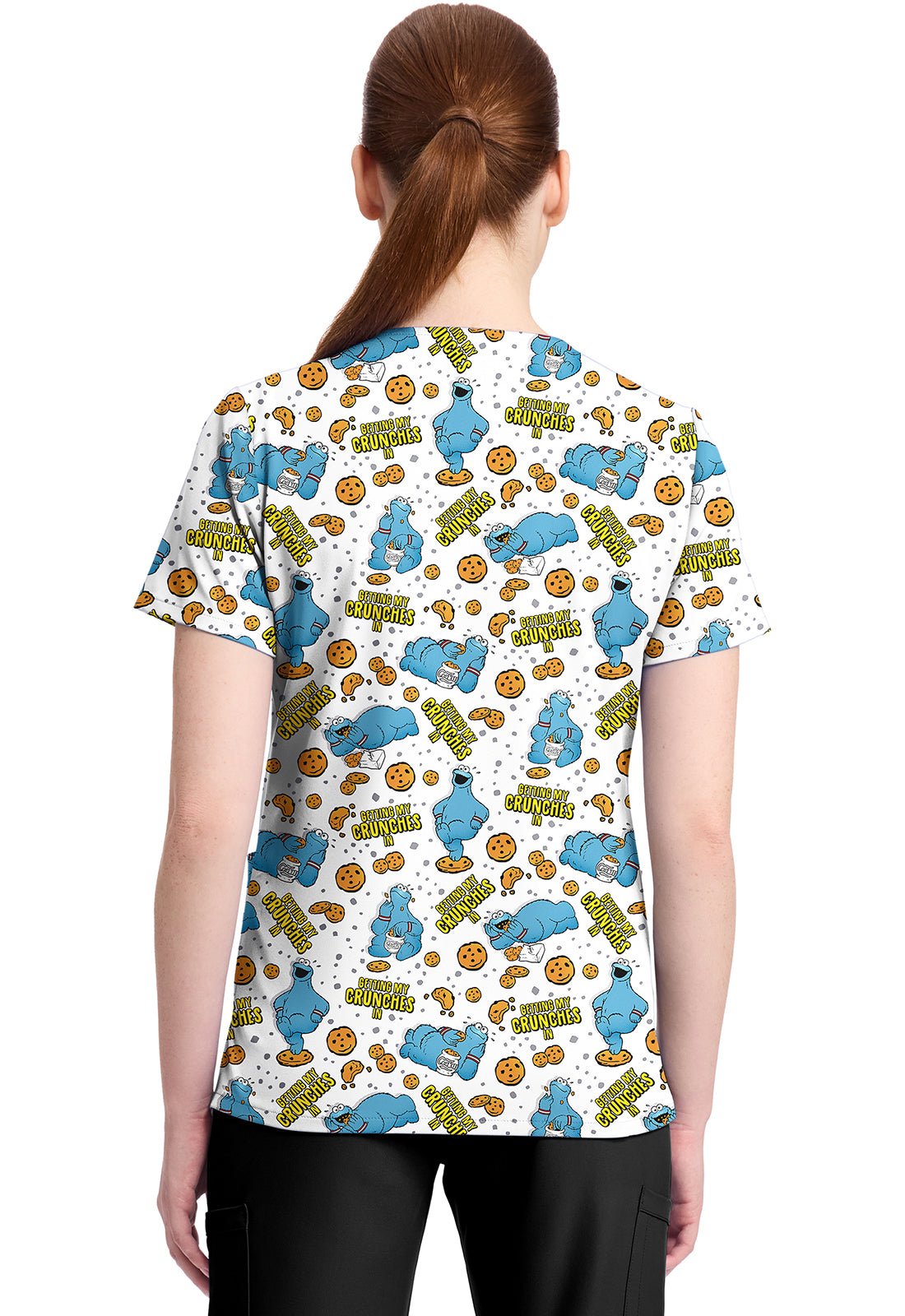 Cookie Monster Tooniforms Licensed Sesame Street V Neck Scrub Top TF796 SWCR - Scrubs Select