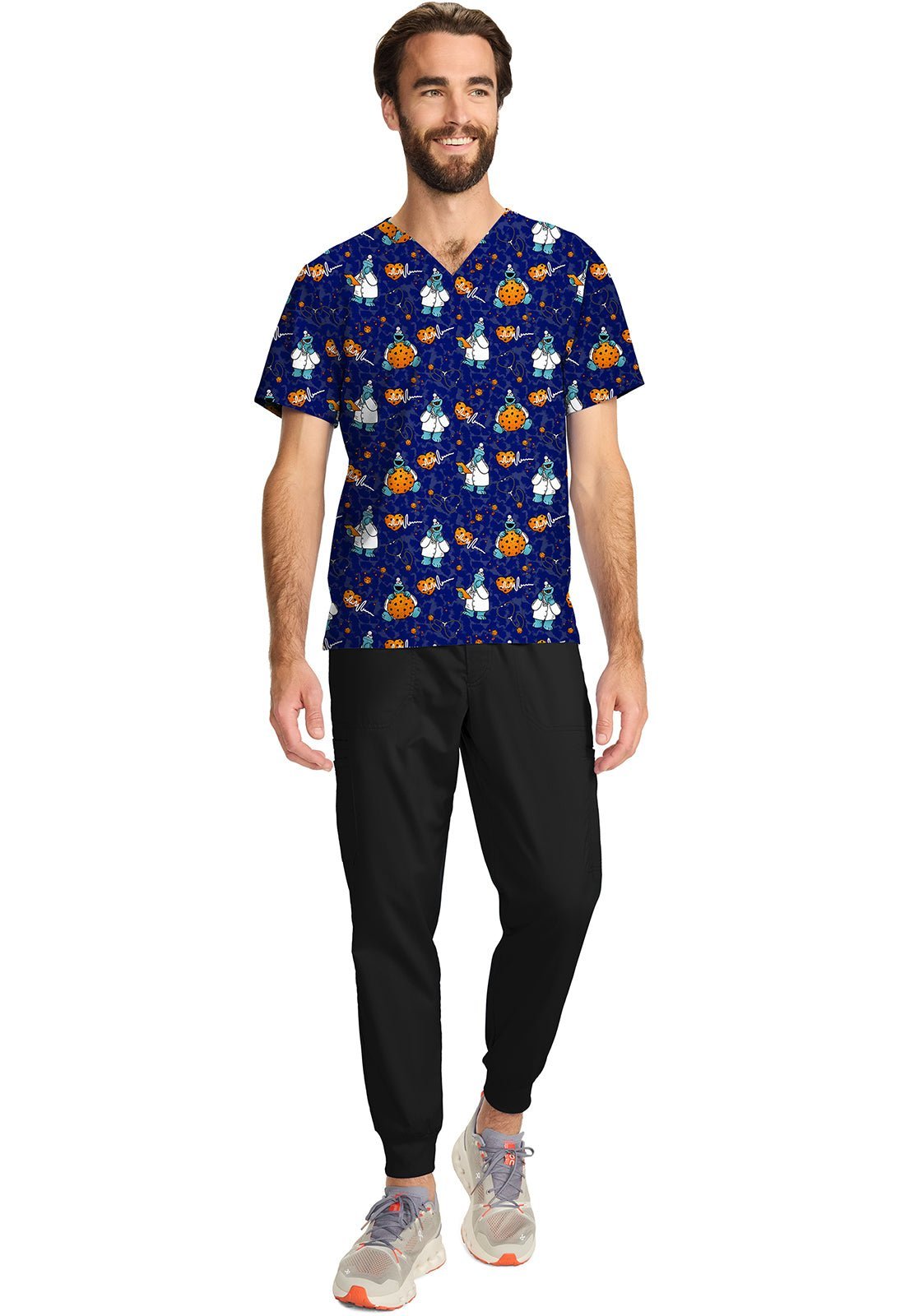 Cookie Monster Tooniforms Sesame Street Unisex V Neck Scrub Top TF728 SWDC - Scrubs Select