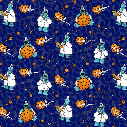 Cookie Monster Tooniforms Sesame Street Unisex V Neck Scrub Top TF728 SWDC - Scrubs Select