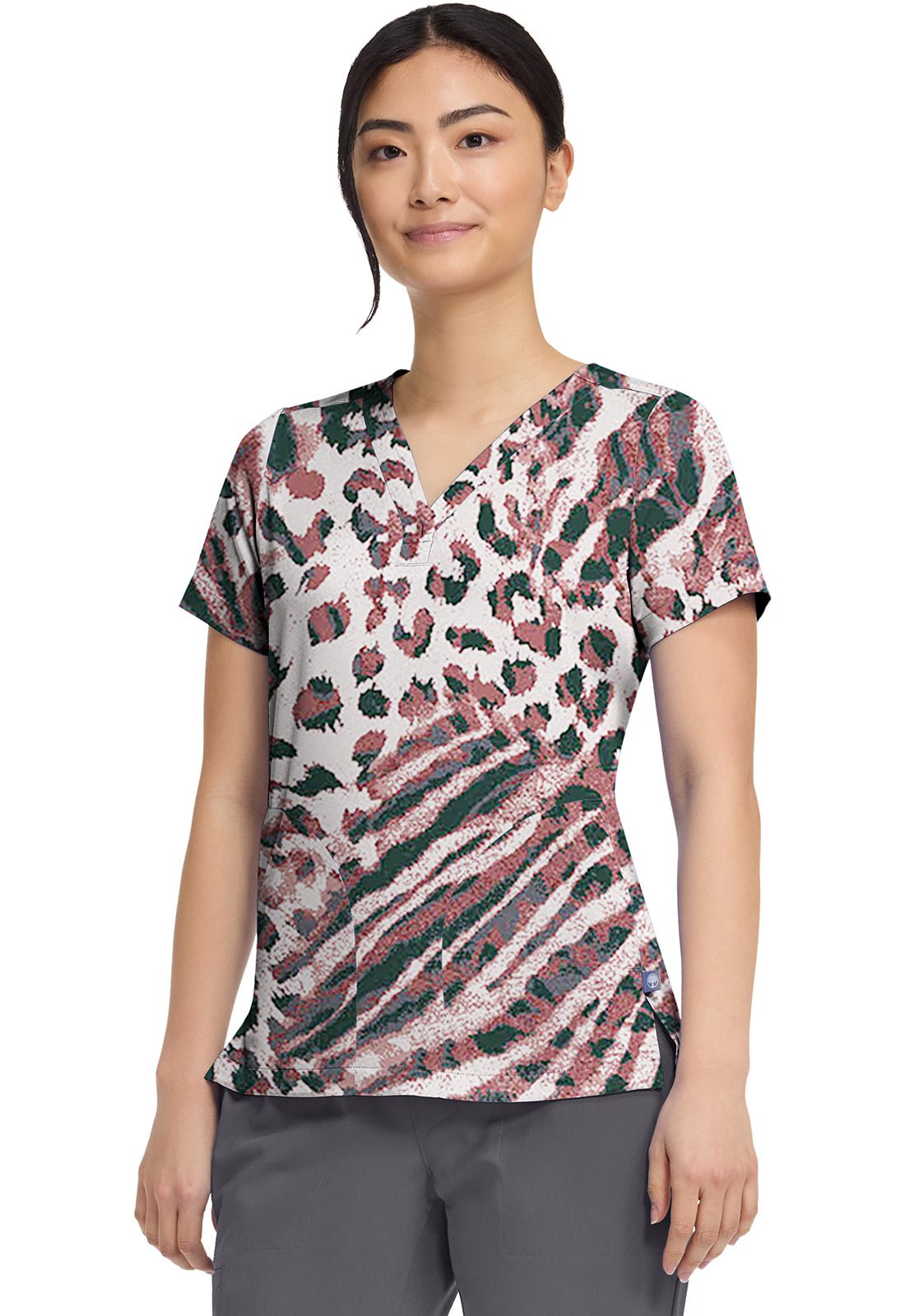 Cool Cattitude Healing Hands Scrubs Briana Print V Neck Top HH906 CATU - Scrubs Select