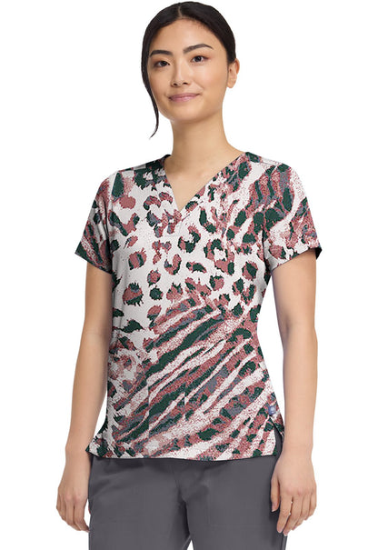 Cool Cattitude Healing Hands Scrubs Briana Print V Neck Top HH906 CATU - Scrubs Select