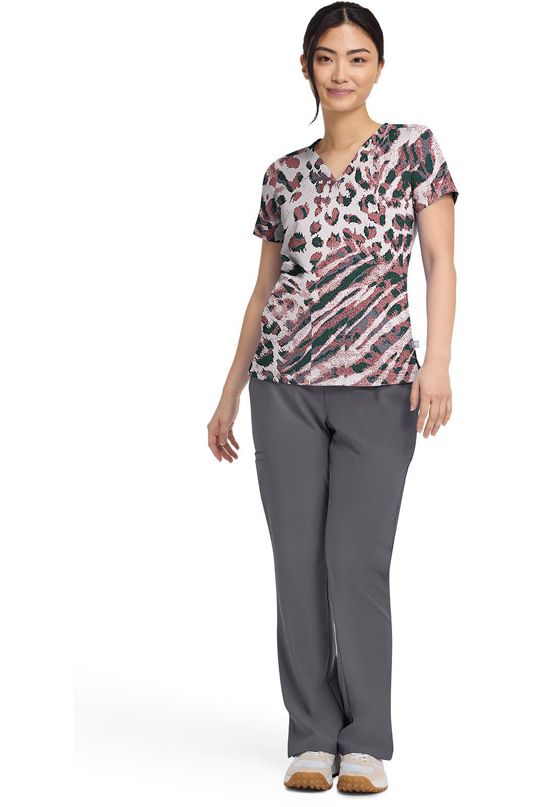 Cool Cattitude Healing Hands Scrubs Briana Print V Neck Top HH906 CATU - Scrubs Select
