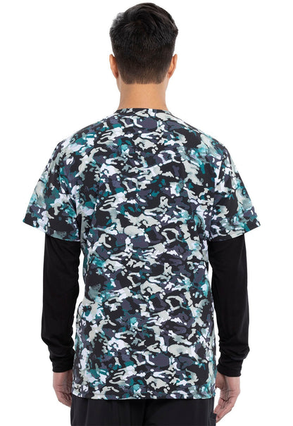 Cool Down Camo Cherokee Infinity Print Men's V Neck Scrub Top CK920 CLDC - Scrubs Select