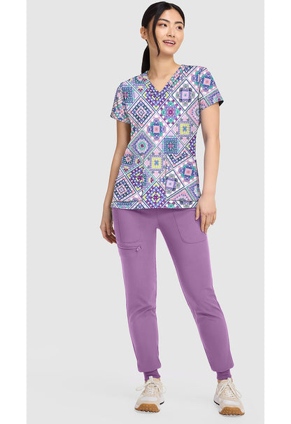 Crochet All Day Med Couture Print V Neck Scrub Top MC8564 CYDA - Scrubs Select