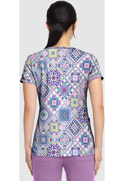 Crochet All Day Med Couture Print V Neck Scrub Top MC8564 CYDA - Scrubs Select
