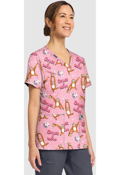 Crust A Move Cherokee Scrubs Print V Neck Top CK856 CRTV - Scrubs Select