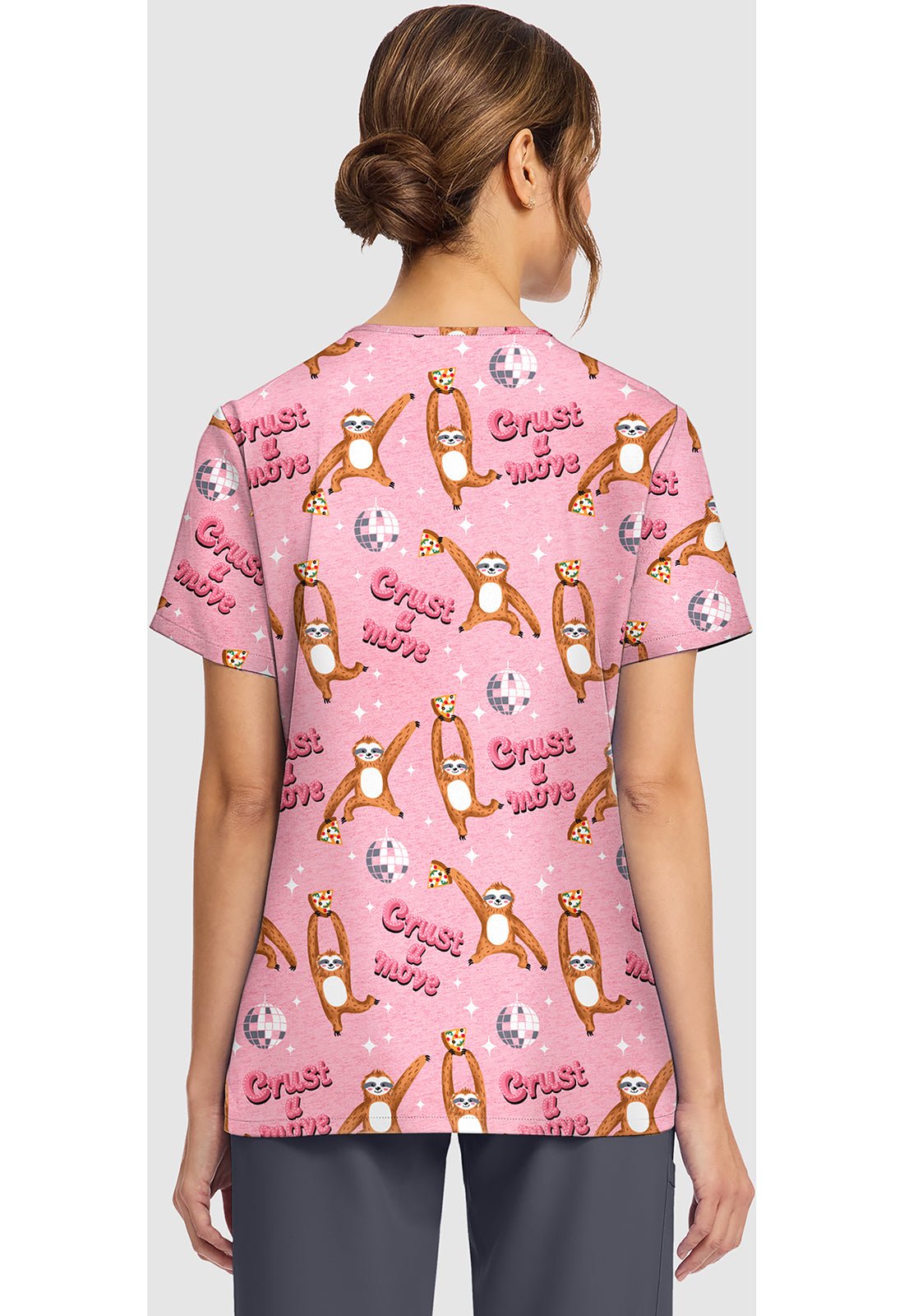 Crust A Move Cherokee Scrubs Print V Neck Top CK856 CRTV - Scrubs Select