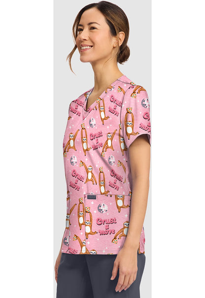 Crust A Move Cherokee Scrubs Print V Neck Top CK856 CRTV - Scrubs Select