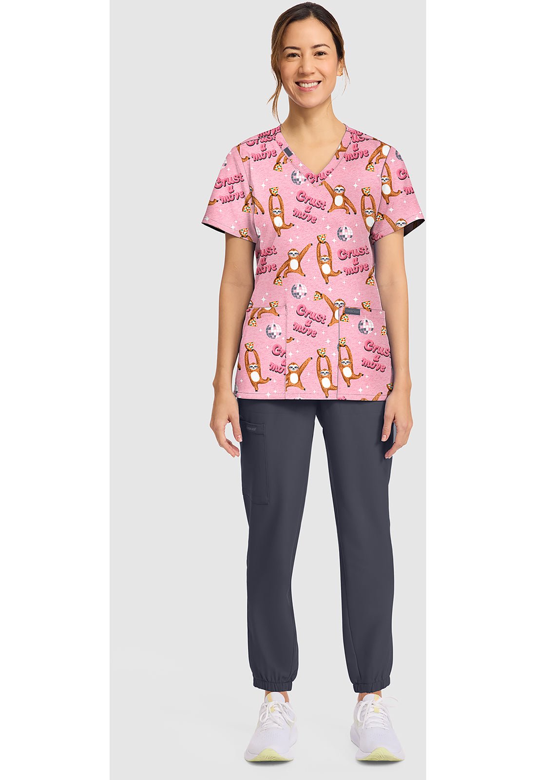 Crust A Move Cherokee Scrubs Print V Neck Top CK856 CRTV - Scrubs Select