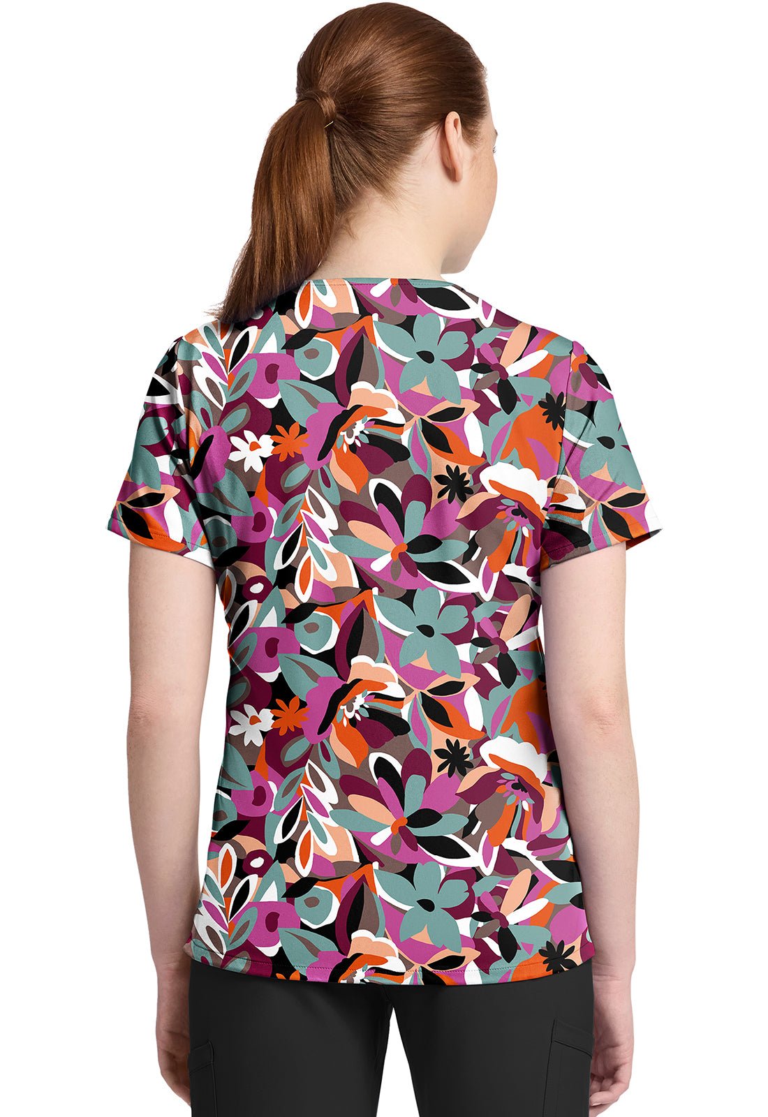 Cut Flowers Cherokee Print V Neck Scrub Top CK857 CTFW - Scrubs Select