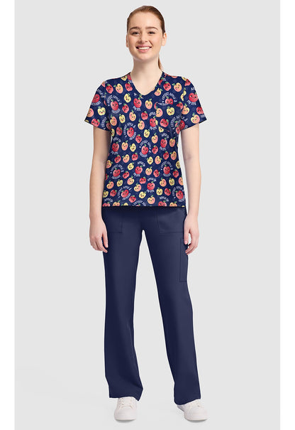 Cutest Apple Cherokee Print V Neck Scrub Top CK857 CTAP - Scrubs Select