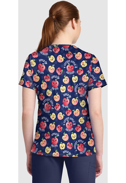 Cutest Apple Cherokee Print V Neck Scrub Top CK857 CTAP - Scrubs Select