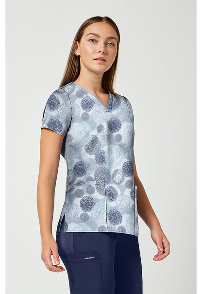 Dancing Fireworks Healing Hands Amanda Print Scrub V Neck Top HH910 DNFI - Scrubs Select