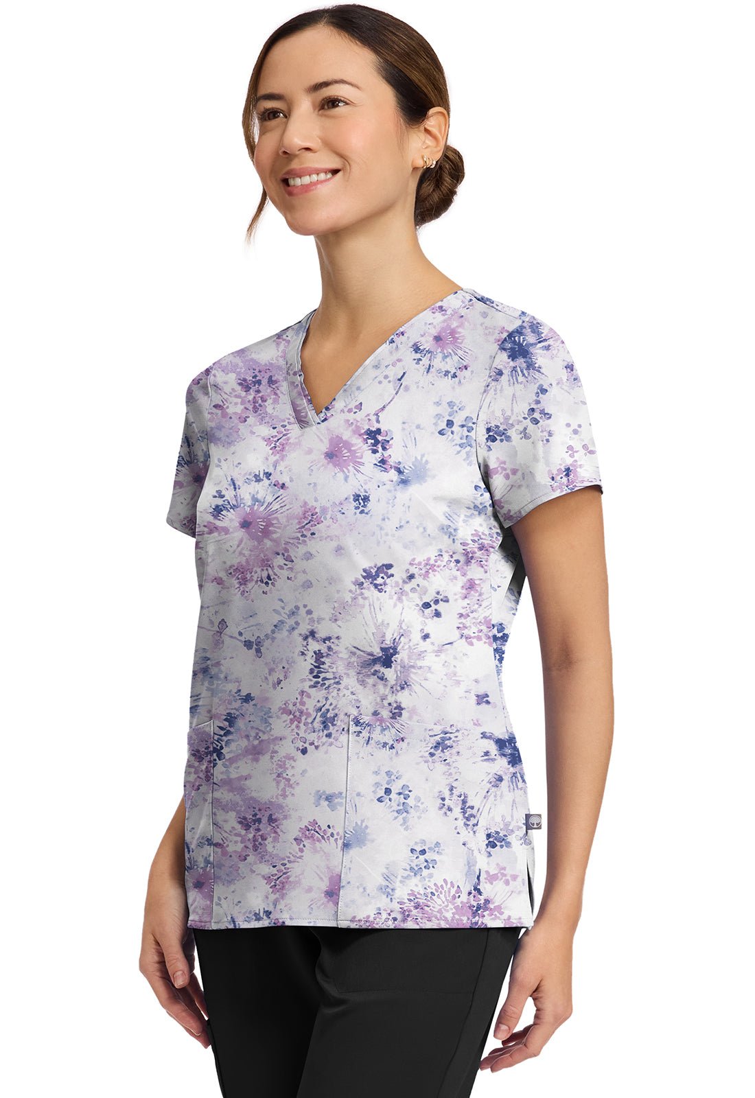 Dandelion Burst Healing Hands Amanda Print Scrub V Neck Top HH910 DDBT - Scrubs Select