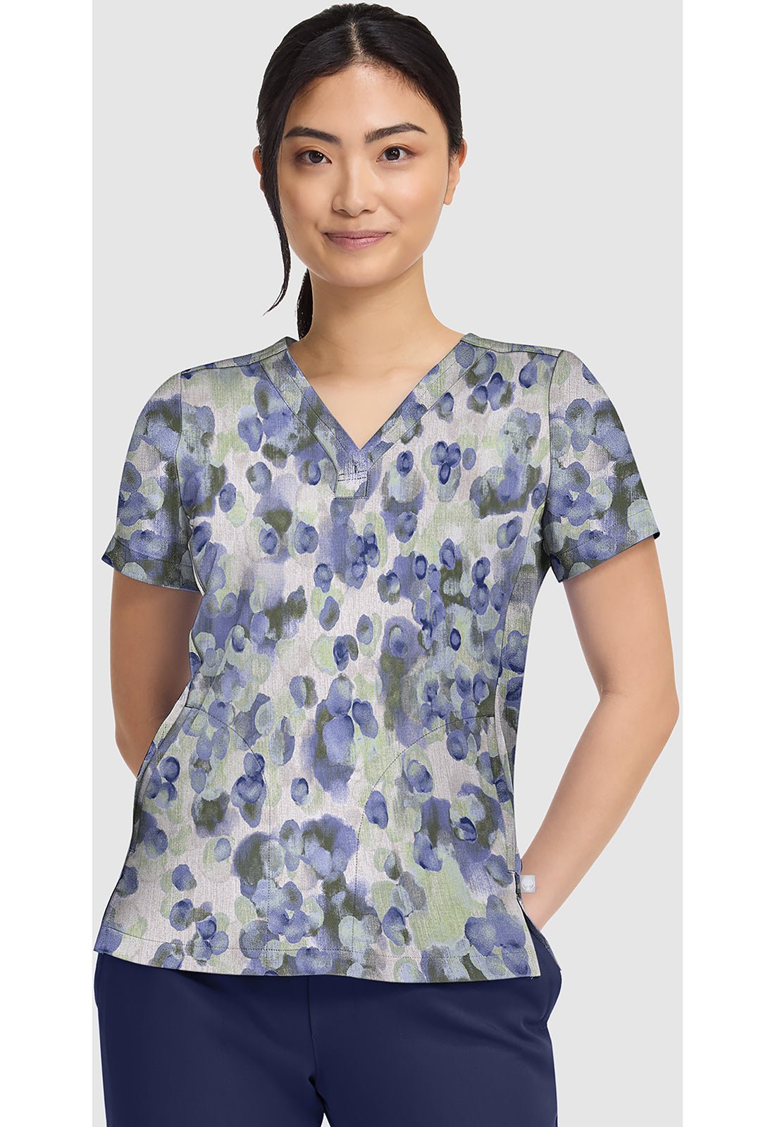 Dappled Dots Healing Hands Quest Scrubs Briana Print V Neck Top HH906 DPLD - Scrubs Select