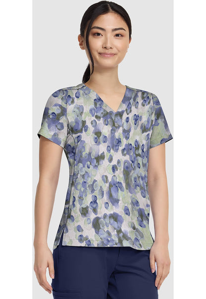 Dappled Dots Healing Hands Quest Scrubs Briana Print V Neck Top HH906 DPLD - Scrubs Select