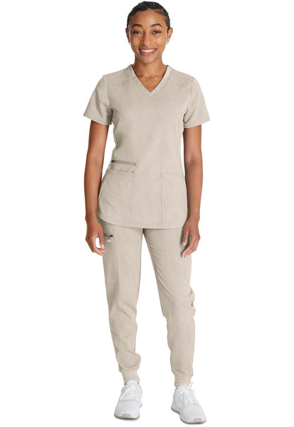 Dickies Balance V Neck Top DK875 in Blue Jean, Heather Peach, Heather Navy - Scrubs Select
