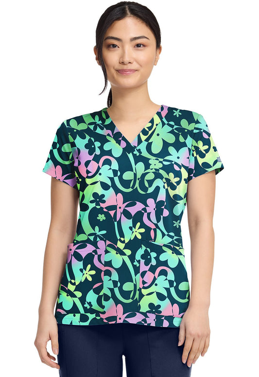Dizzy Daisy Med Couture Print V Neck Scrub Top MC8564 DZDY - Scrubs Select