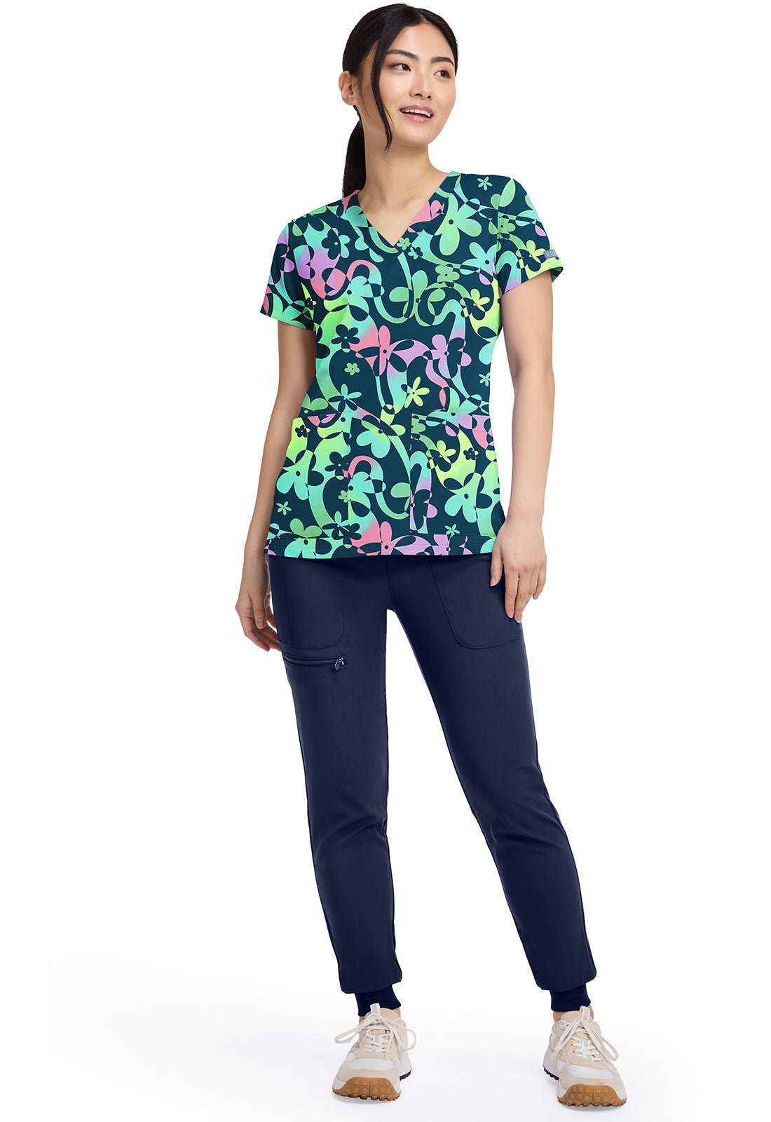 Dizzy Daisy Med Couture Print V Neck Scrub Top MC8564 DZDY - Scrubs Select