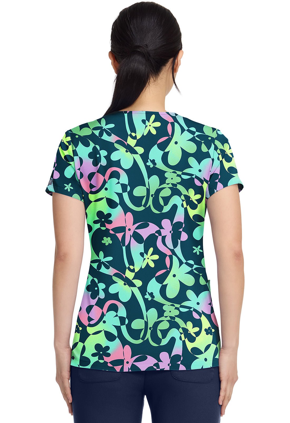 Dizzy Daisy Med Couture Print V Neck Scrub Top MC8564 DZDY - Scrubs Select