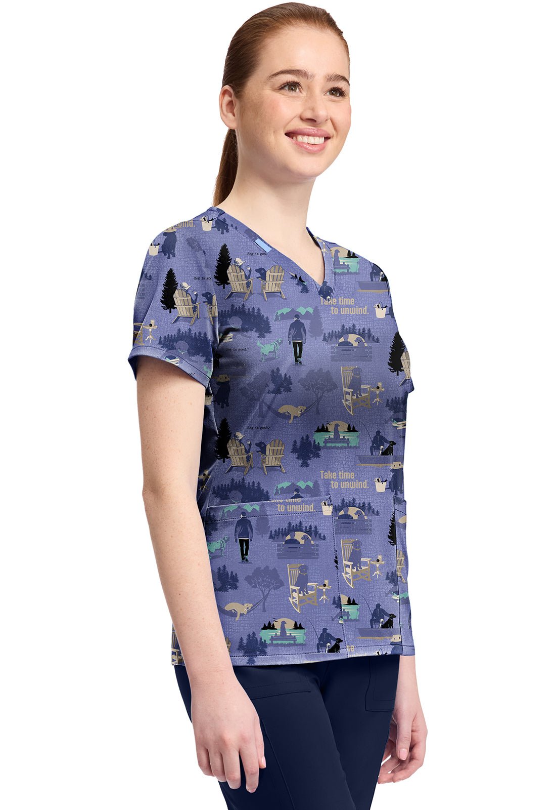 Dog Is Good Tooniforms Licensed V Neck Scrub Top TF796 OGTU - Scrubs Select