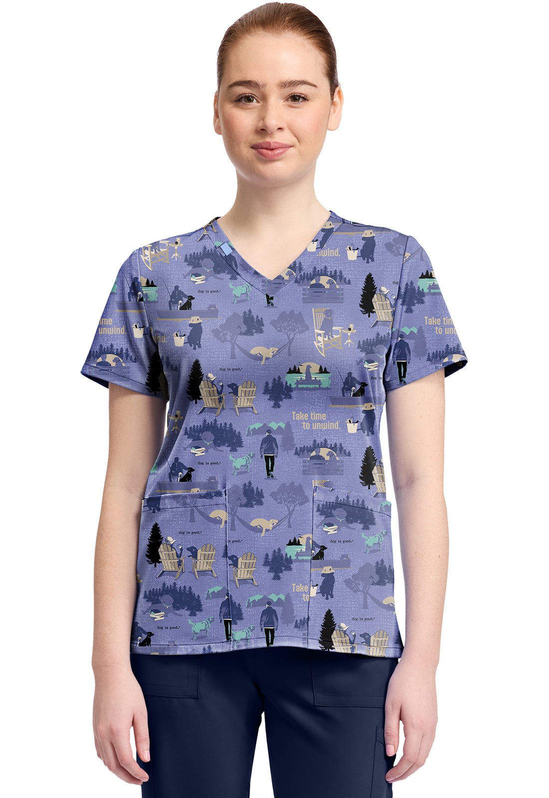 Dog Is Good Tooniforms Licensed V Neck Scrub Top TF796 OGTU - Scrubs Select