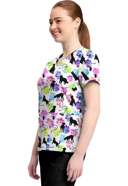 Dog Is Love Cherokee Licensed V Neck Scrub Top TF796 OGIL - Scrubs Select