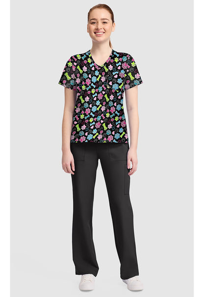 Doggy Doodle Cherokee Print V Neck Scrub Top CK857 DGDD - Scrubs Select
