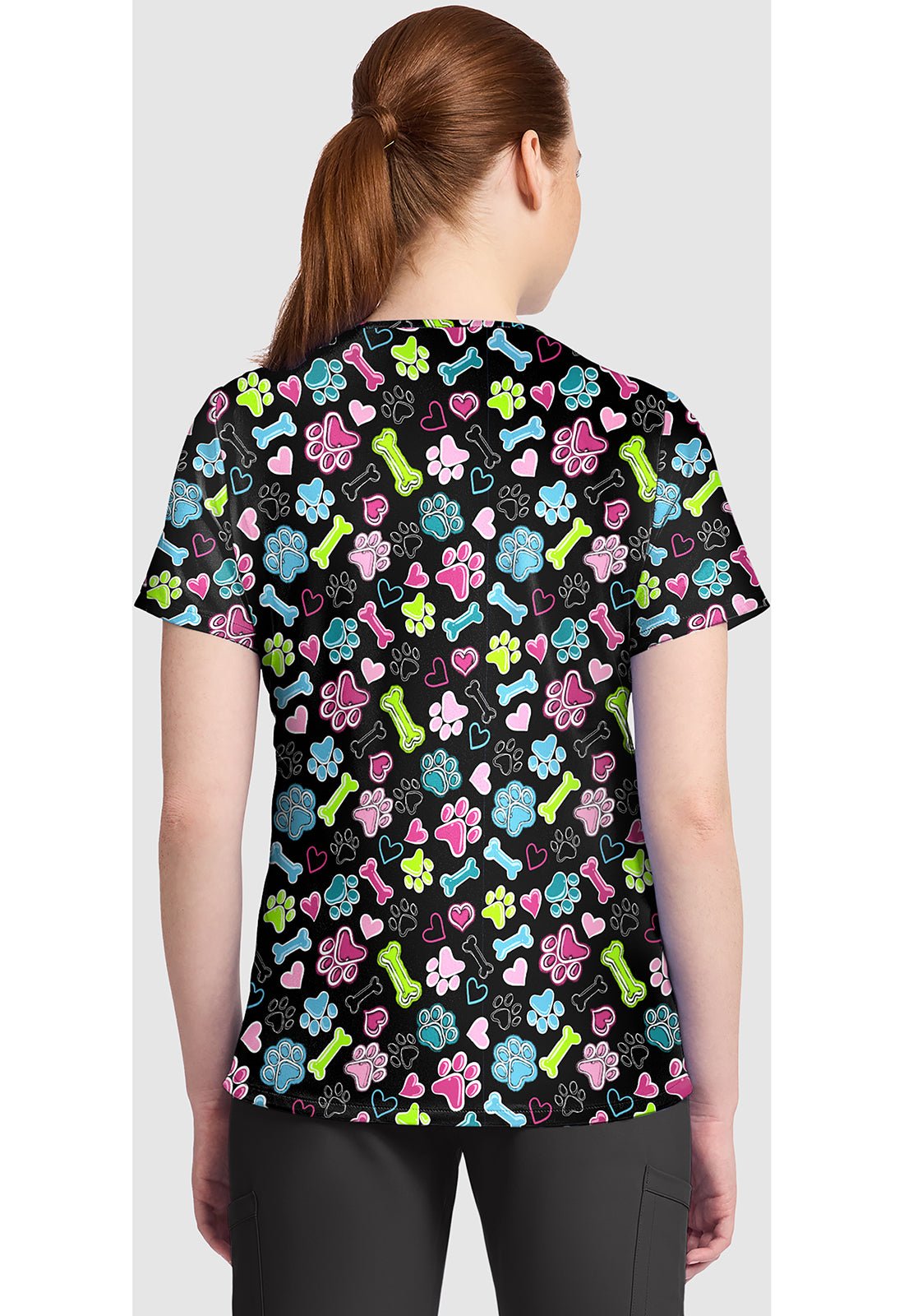 Doggy Doodle Cherokee Print V Neck Scrub Top CK857 DGDD - Scrubs Select