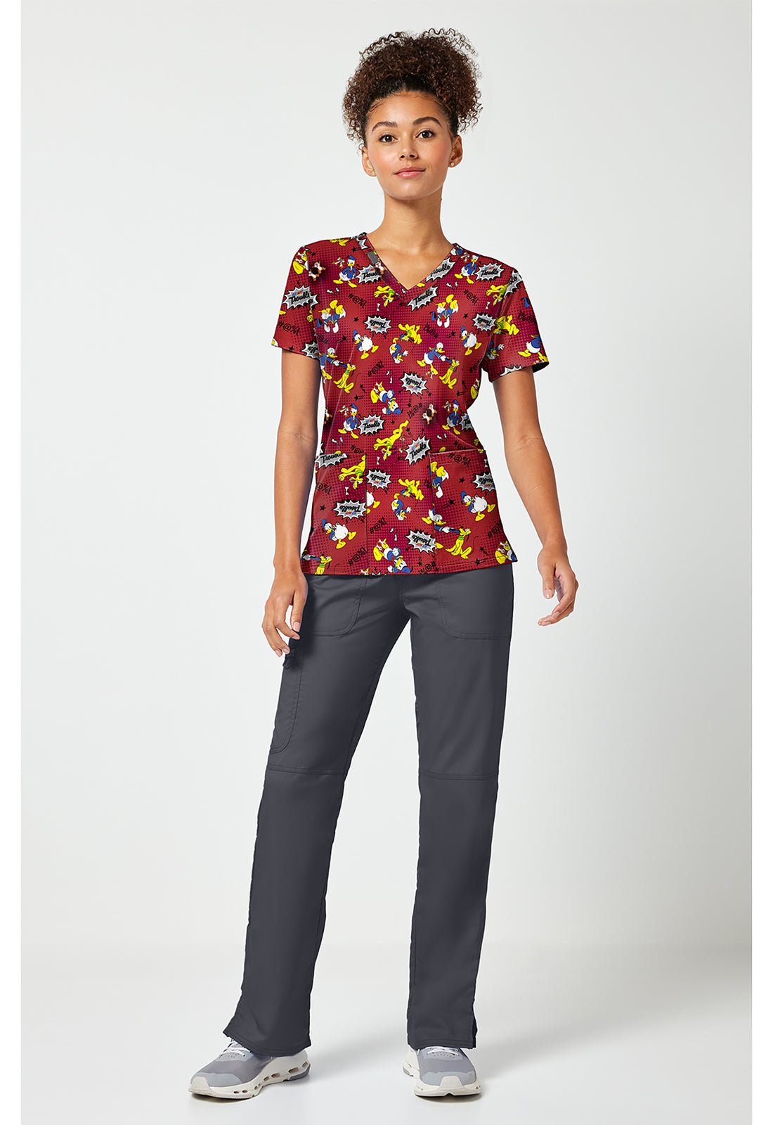 Donald Pluto Chipmunks Tooniforms Licensed Disney V Neck Scrub Top TF796 MKXU - Scrubs Select