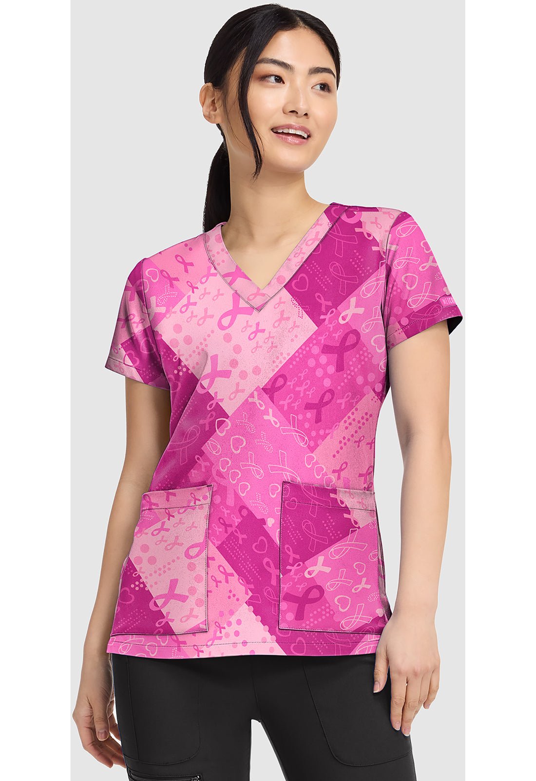 Dots So Caring Med Couture Print BCA V Neck Scrub Top MC8564 DSSR - Scrubs Select