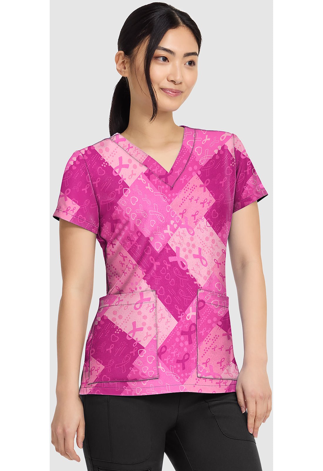 Dots So Caring Med Couture Print BCA V Neck Scrub Top MC8564 DSSR - Scrubs Select