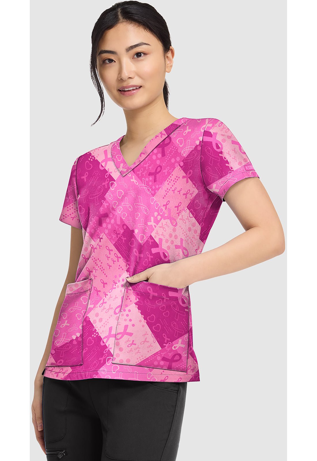 Dots So Caring Med Couture Print BCA V Neck Scrub Top MC8564 DSSR - Scrubs Select