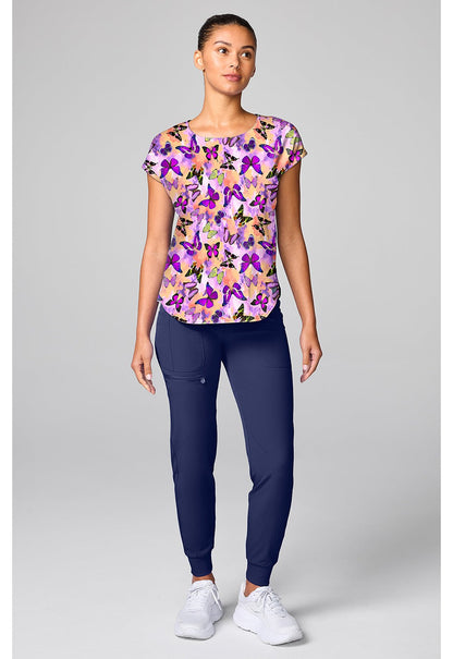 Dreamy Butterfly Med Couture Print V Neck Scrub Top MC00041 DRPT - Scrubs Select