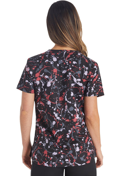 Drizzle Daze Dickies Print V Neck Scrub Top DK876 DZDZ - Scrubs Select