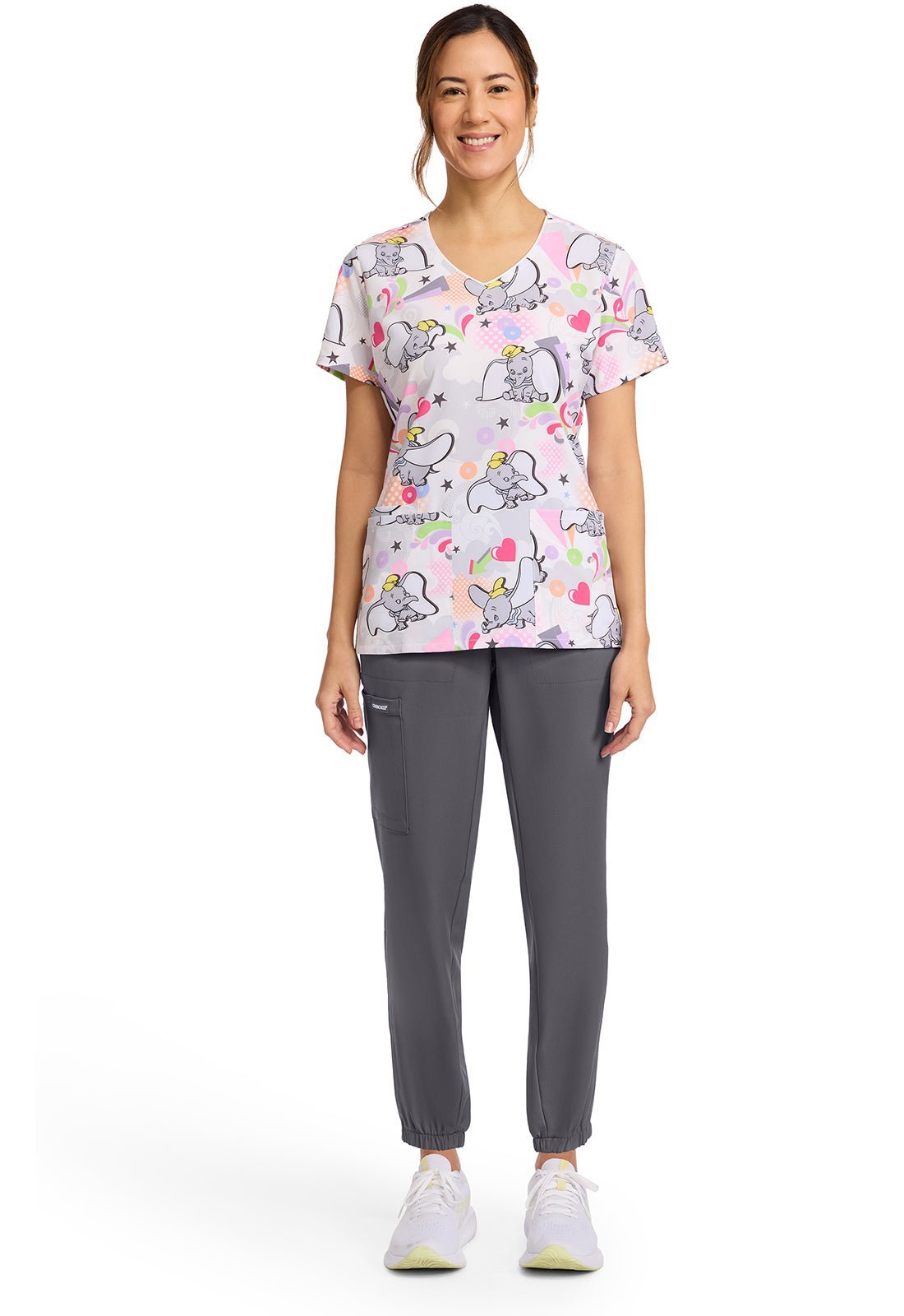 Dumbo Cherokee Tooniforms Disney V Neck Scrub Top TF614 DUSK - Scrubs Select