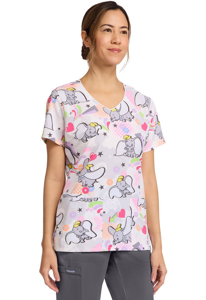 Dumbo Cherokee Tooniforms Disney V Neck Scrub Top TF614 DUSK - Scrubs Select