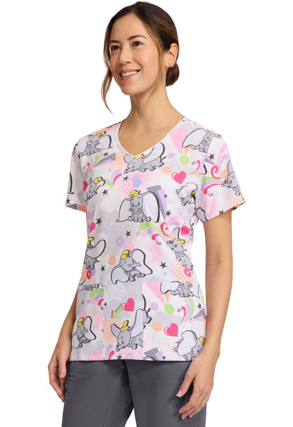 Dumbo Cherokee Tooniforms Disney V Neck Scrub Top TF614 DUSK - Scrubs Select