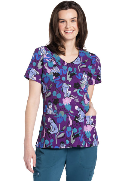 Eeyore Cherokee Tooniforms Disney Winnie The Pooh V Neck Scrub Top TF614 PHLD - Scrubs Select