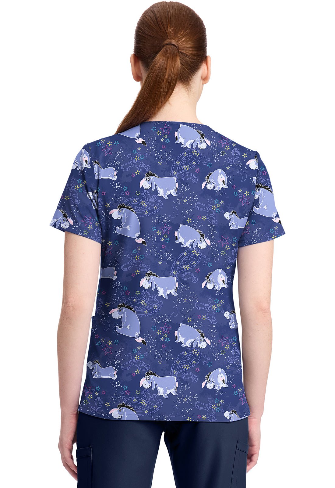 Eeyore Tooniforms Licensed Disney Winnie The Pooh V Neck Scrub Top TF796 PHYT - Scrubs Select