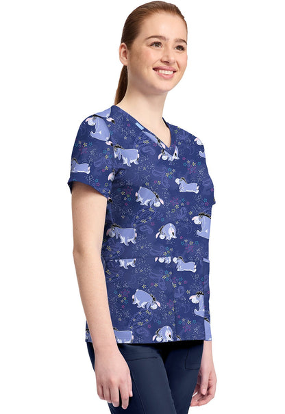 Eeyore Tooniforms Licensed Disney Winnie The Pooh V Neck Scrub Top TF796 PHYT - Scrubs Select