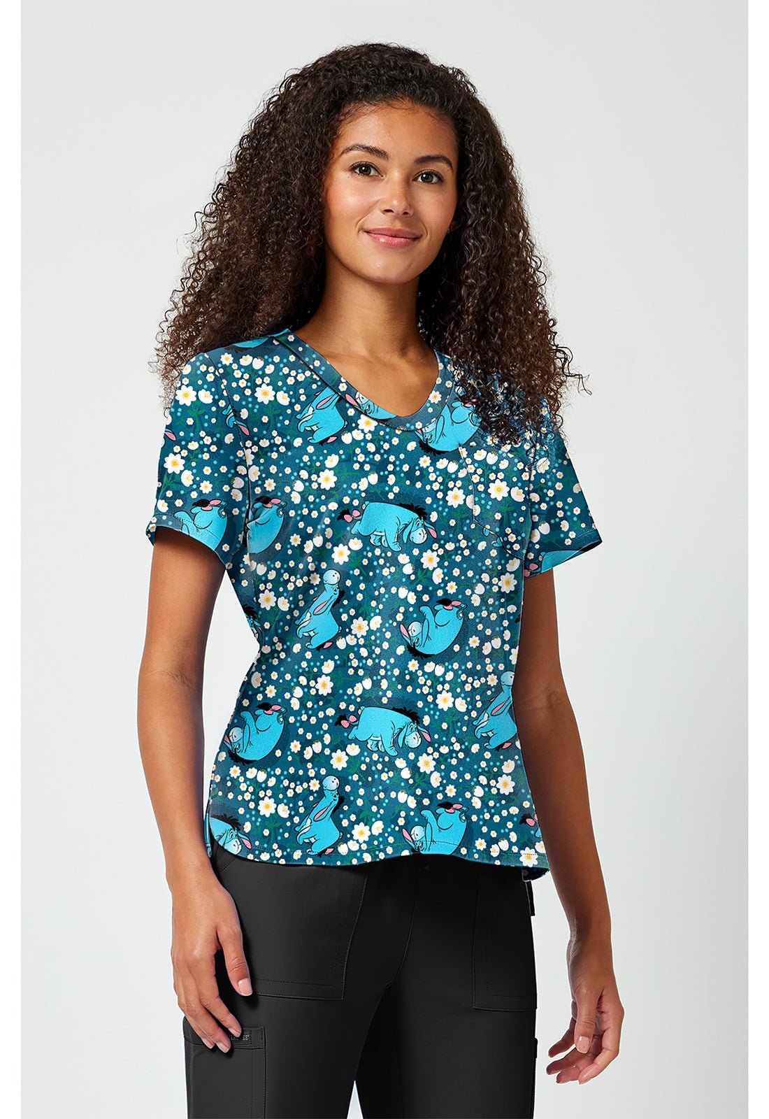 Eeyore Tooniforms Licensed Disney Winnie The Pooh V Neck Scrub Top TF797 PHEF - Scrubs Select