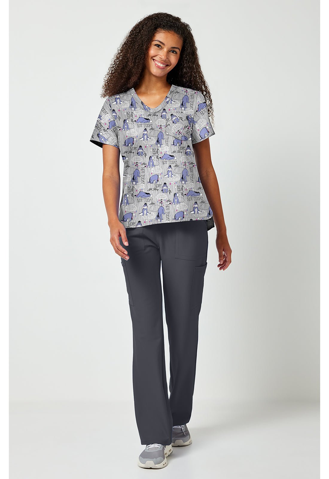 Eeyore Tooniforms Licensed Disney Winnie The Pooh V Neck Scrub Top TF797 PHNT - Scrubs Select